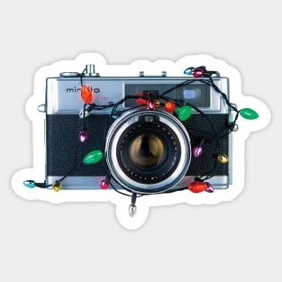 Christmas Lights Vintage Camera Sticker
